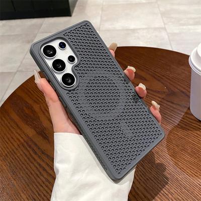 Luxusní prodyšný kryt MagSafe s odvodem tepla pro Samsung S25 S24 S23FE S22 Ultra Plus s magnetickým bezdrátovým nabíjením