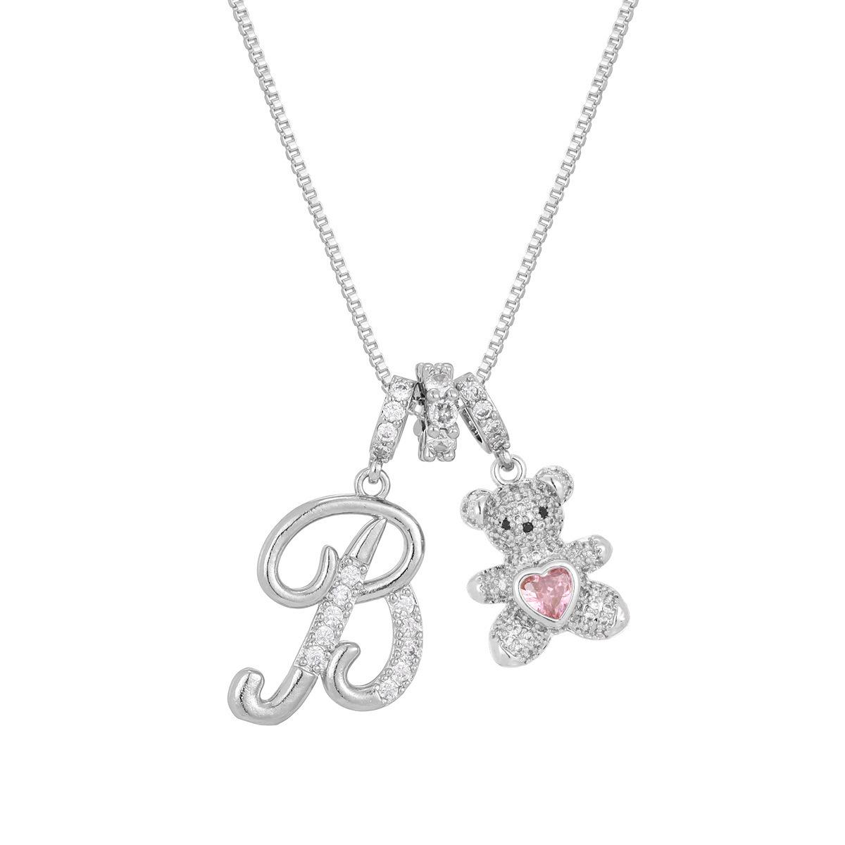 

Cross Dopamine Light Luxury Bear Initial Necklace - Niche Design for Women