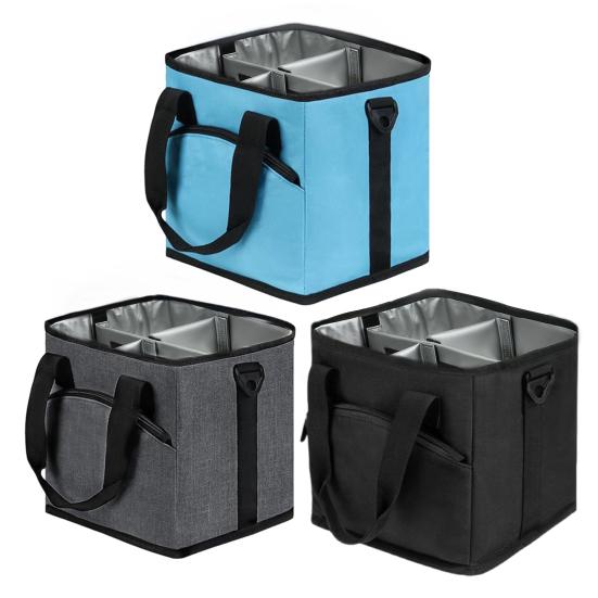 Drink Bag 4-Compartment Insulated Beverage Carrier Foldable with Adjustable Comfortable Shoulder Strap for Travel Hiking Sports