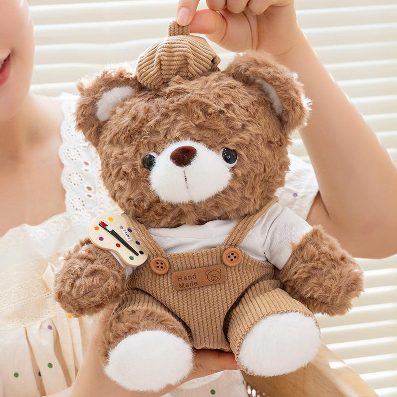 Nová plyšová hračka Mazlivý medvídek Plněné měkké zvířátko Králík Medvěd s oblečením Klobouky Kawaii Panenka Narozeninový Vánoční dárek