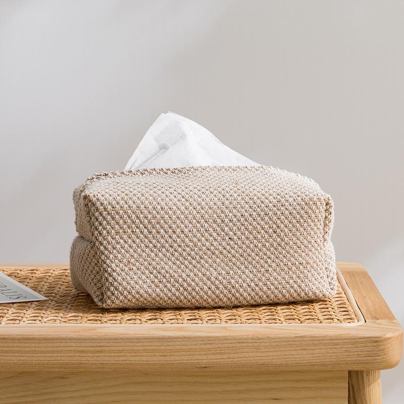 ins Nordic imitation linen tissue box, fabric pumping bag, car household tissue storage box