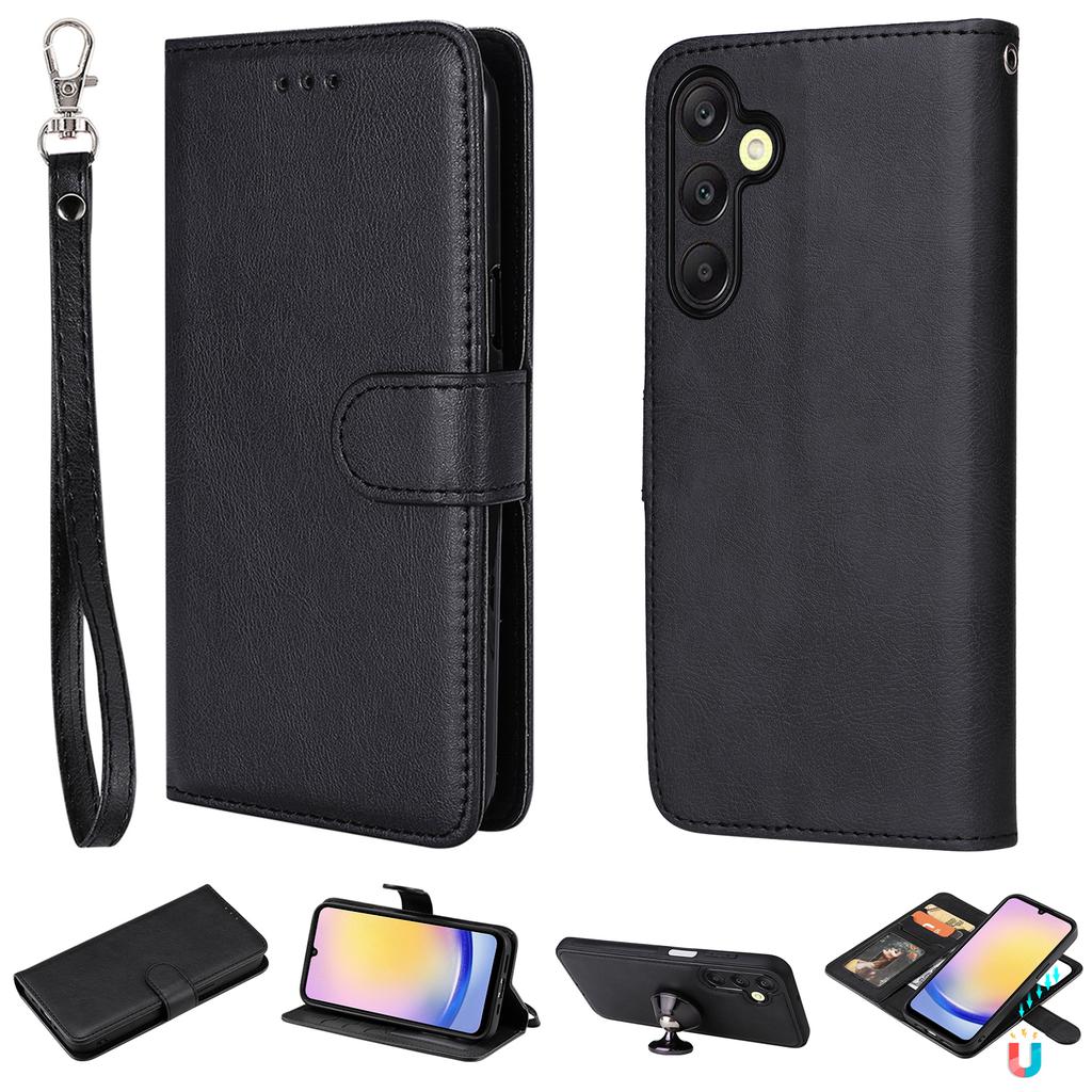 For Samsung Galaxy A25 5G (Global) (161.0 X 76.5 X 8.3mm) Case 2 In 1 Detachable Magnetic Leather Wallet Mobile Cover with Strap