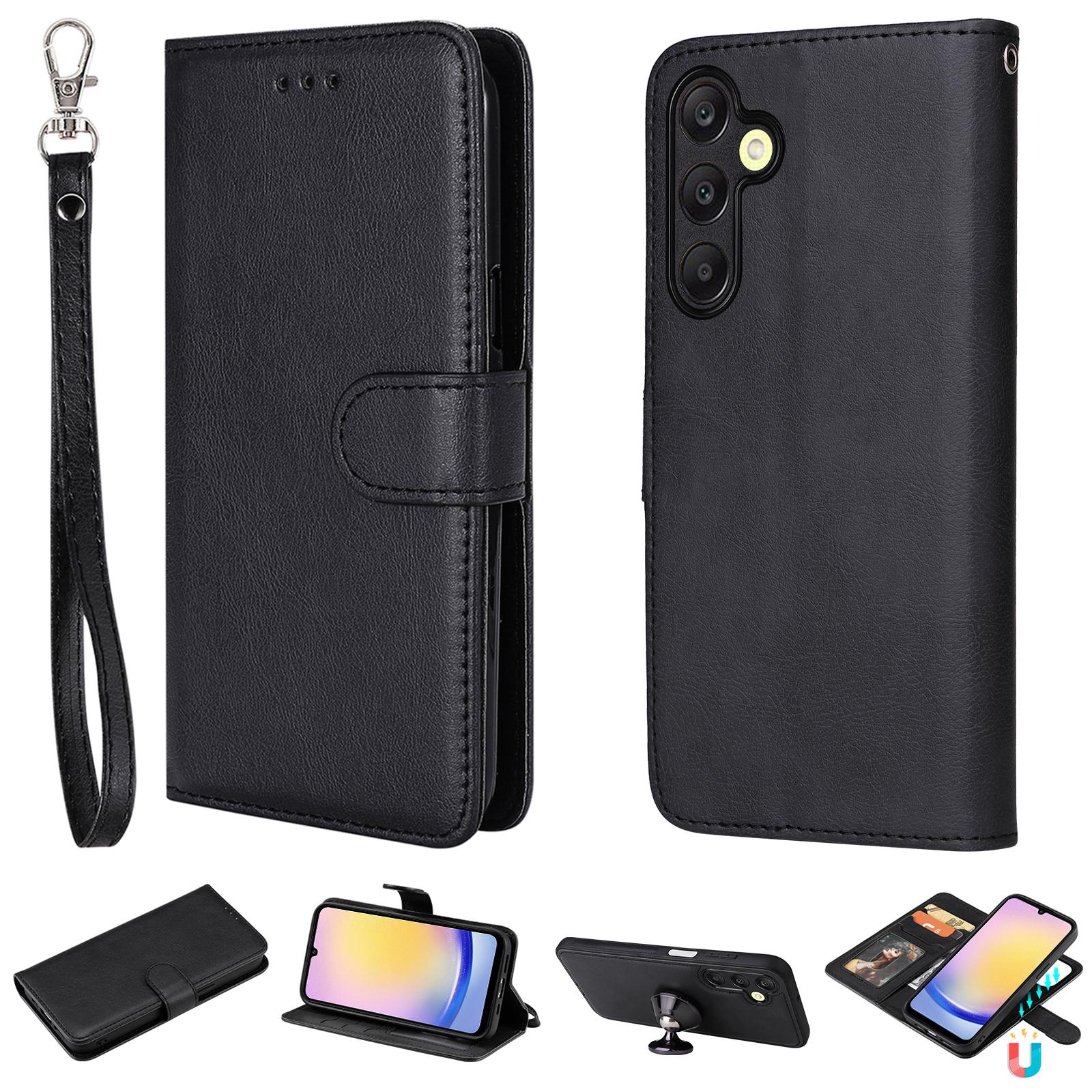 

Для Samsung Galaxy A25 5G (Глобальный) (161,0 х 76,5 х 8,3 мм) Чехол 2 в 1 Съемный Магнитный Кожаный Кошелек Мобильная Накладка с Ремешком Black