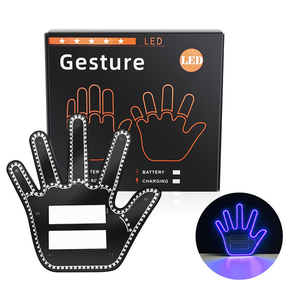 Hand Gesture Light for Car,Funny Gesture Finger Light for Car with Remote, LED Car Back Window Sign Car Gadgets
