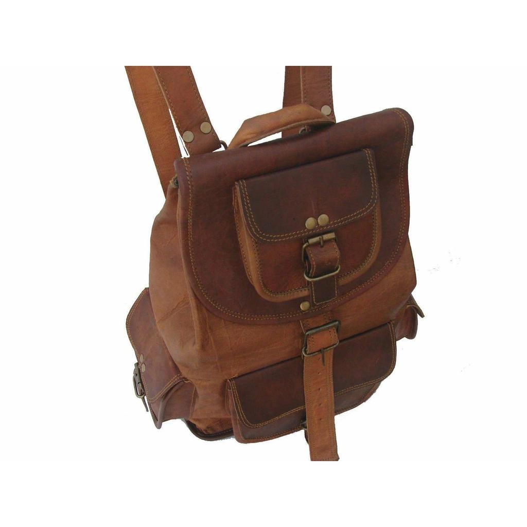 Genuine Leather Backpack Laptop Hiking Shoulder Rucksack Bag For Men & Women
