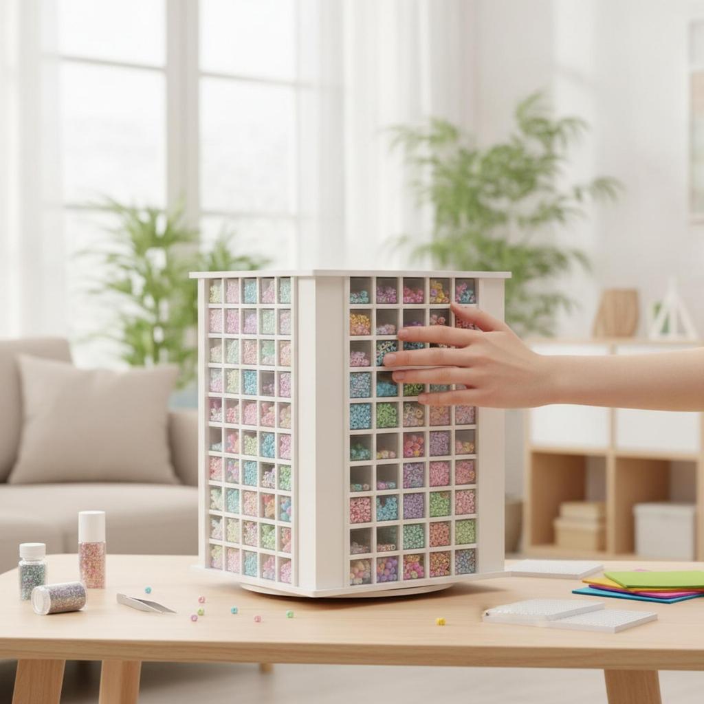 Bead Organizer MultiCompartment Rotating with Compartments Clear Storage Box