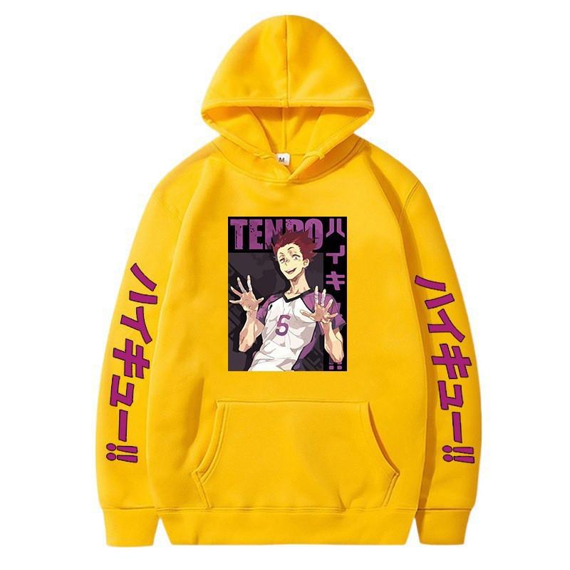 Unisex Oversized Hooded Sweatshirt With Fleece Lining Anime Volleyball Theme Comfort Fit Winter Casual Wear