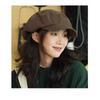 Berretto Ottagonale in Cotone Vintage Cappello Donna Uomo Ampia Visiera Pieghevole Cappello da Artista Effetto Viso Piccolo Autunno
