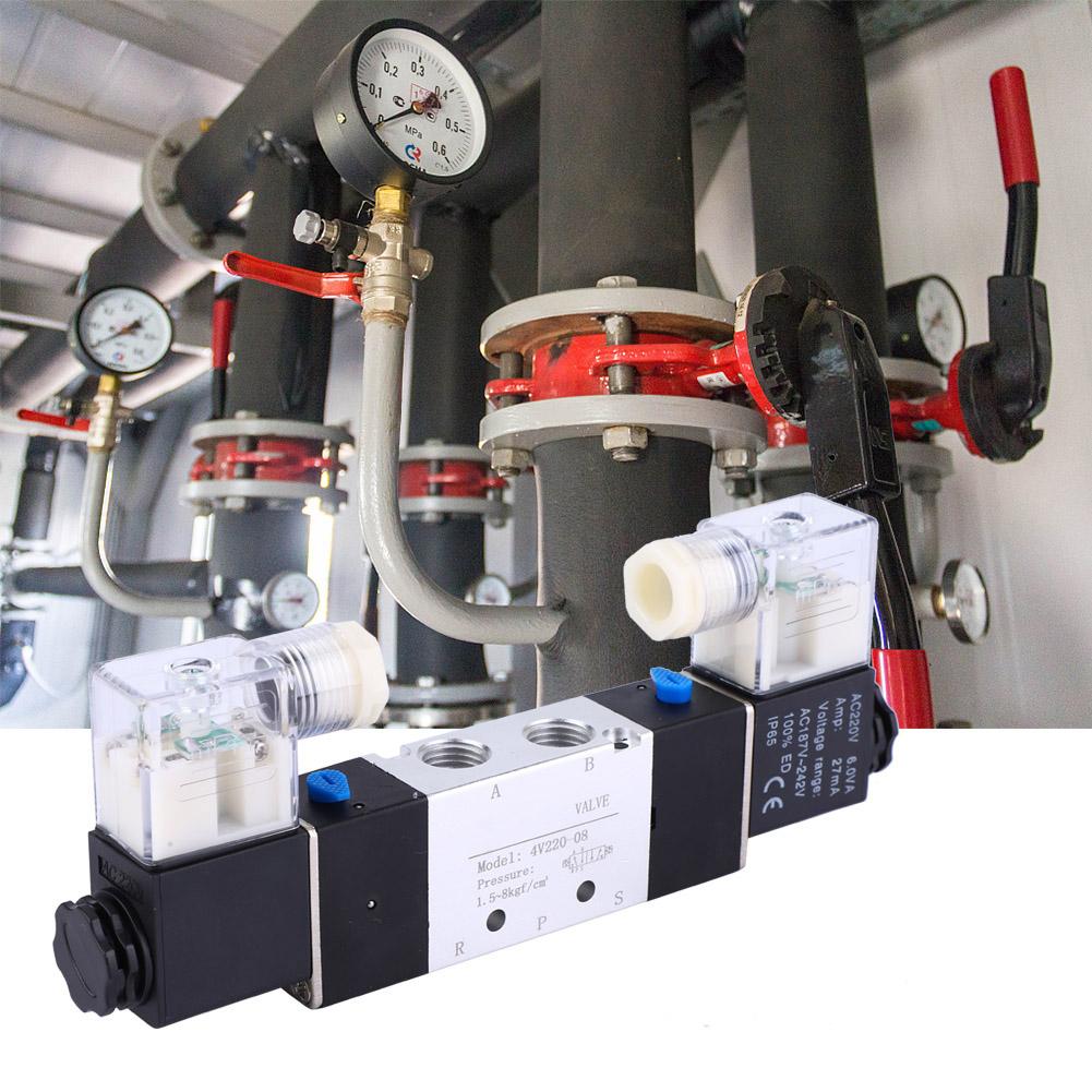 4V220 08 1 4  Inlet Outlet 1 8  Exhaust Pneumatic Solenoid Air Valve 2 Position 5 Way(AC220V)