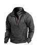 Men's Tactical Warm Stand Collar Half Zip Hoodie - Long Sleeve Outdoor Sports Pullover