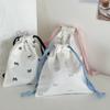 Small Drawstring Bags Cute Bow Makeup Pouch Portable Canvas Storage Bag