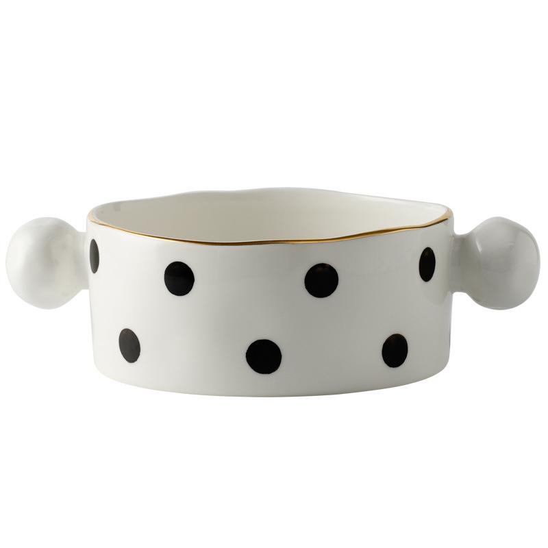 Gold Plated Polka Dot Ceramic Dishes Set Fine Steak Plate Salad Dessert Dishes Dinner Plate Cooking Utensils Kitchen Utensils