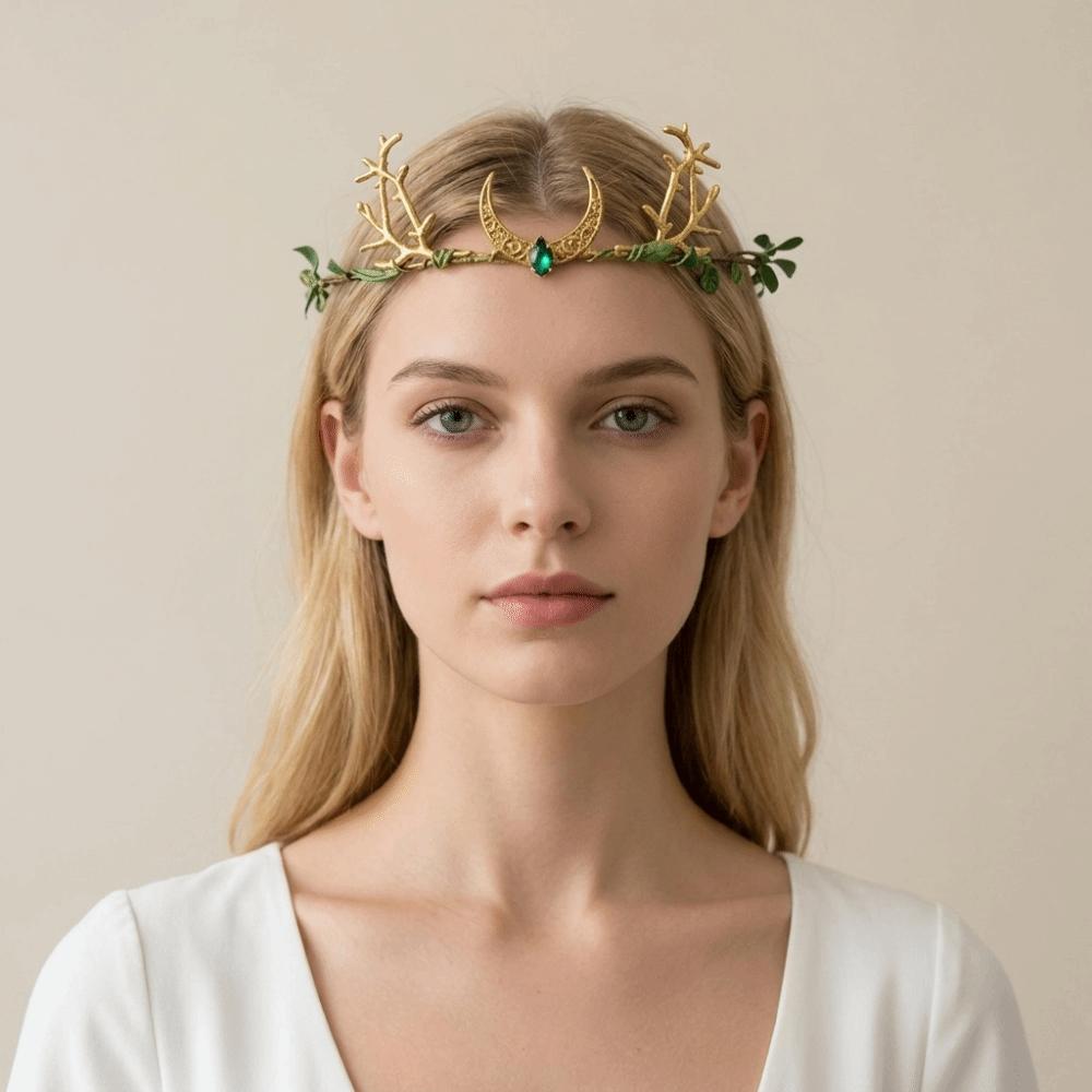 Couronne Diadème Elfique Fantaisie Headpiece de Fée Tiara d'Elfe Fee Cosplay Hallowmas