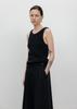 UMARMUNG Elastic Cotton Knitted Culotte Pants_Black