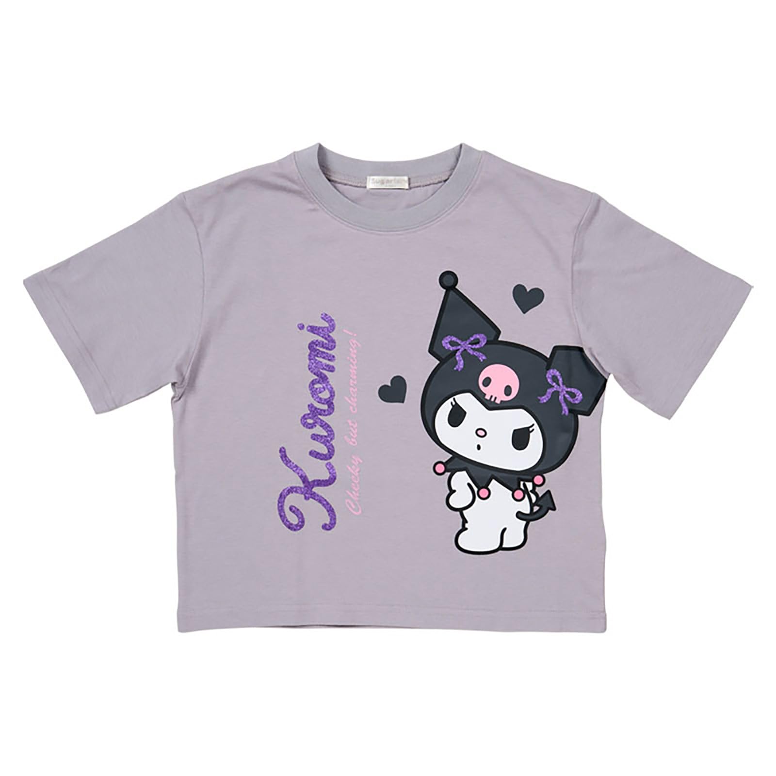 Sanrio Kids 828157 Short-Sleeve T-Shirt, Kuromi, Black, 130cm,