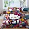 This Hello Kitty three-piece bedding set with a cartoon heart print, including one duvet cover and two pillowcases, makes a perf