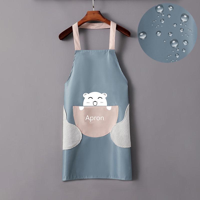 Kitchen Household Apron Anti-Fouling Hand-Wipeable Apron Stain-Resistant High-Looking Dining Apron Oil-Proof