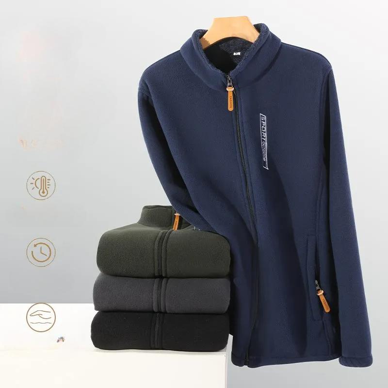 Pánská fleecová bunda Outdoor Polar Fleece Bunda Podzim a Zima Zesílená Plus Samet Velká Velikost Svrchní Oblečení Svetr Kardigan Jaro a Podzim