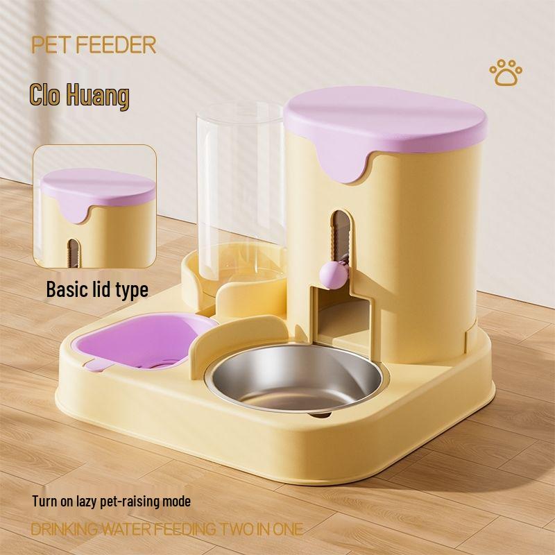 Anti-Tip 304 Stainless Steel Double Cat & Dog Feeder with Puzzle Design