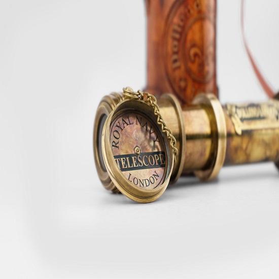 Handcrafted Brass Telescope High Magnification, Camouflage Finish Leather Cover Stargazing, Nautical, Outdoor Adventure