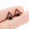 SMJEL Fashion Bohemian Vintage Earrings Zircon Small Black Geometric Triangle Stainless Steel Stud Earring Gift for Women Girl