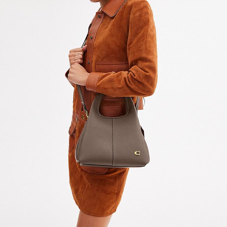 COACH Lana Leather Handbag, Shoulder Bag Medium Women's Taupe CM545-B4CBD