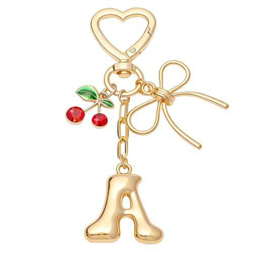 Bubble 26 English Alphabet Bow Cherry Keychain Creative Couple Bag Pendant Pendant