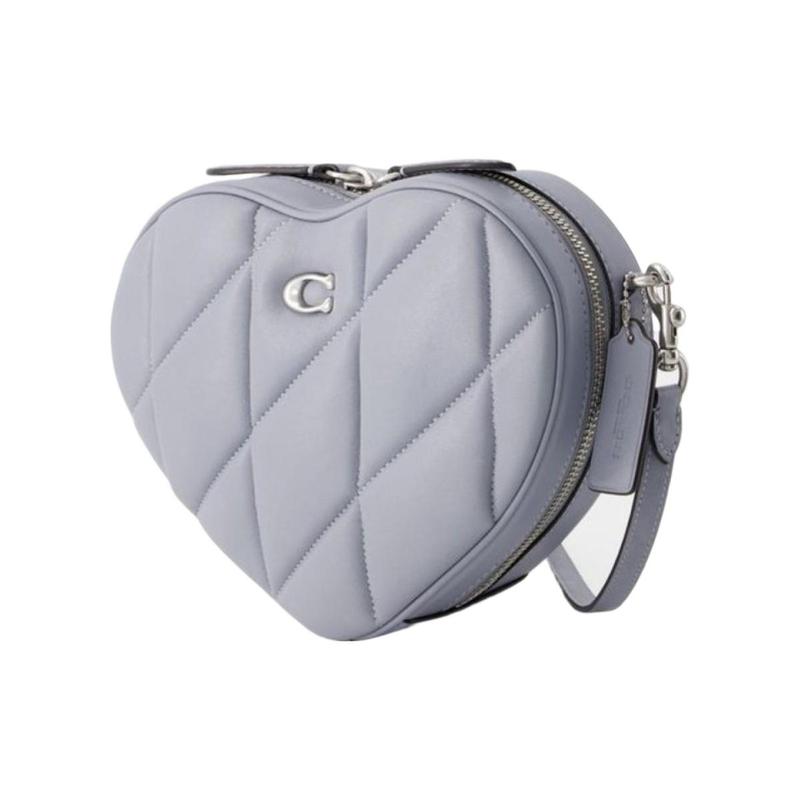 Coach Heart 19 Gold Letter Logo Quilted Leather Heart Shoulder Crossbody Bag Small Women's Lilac