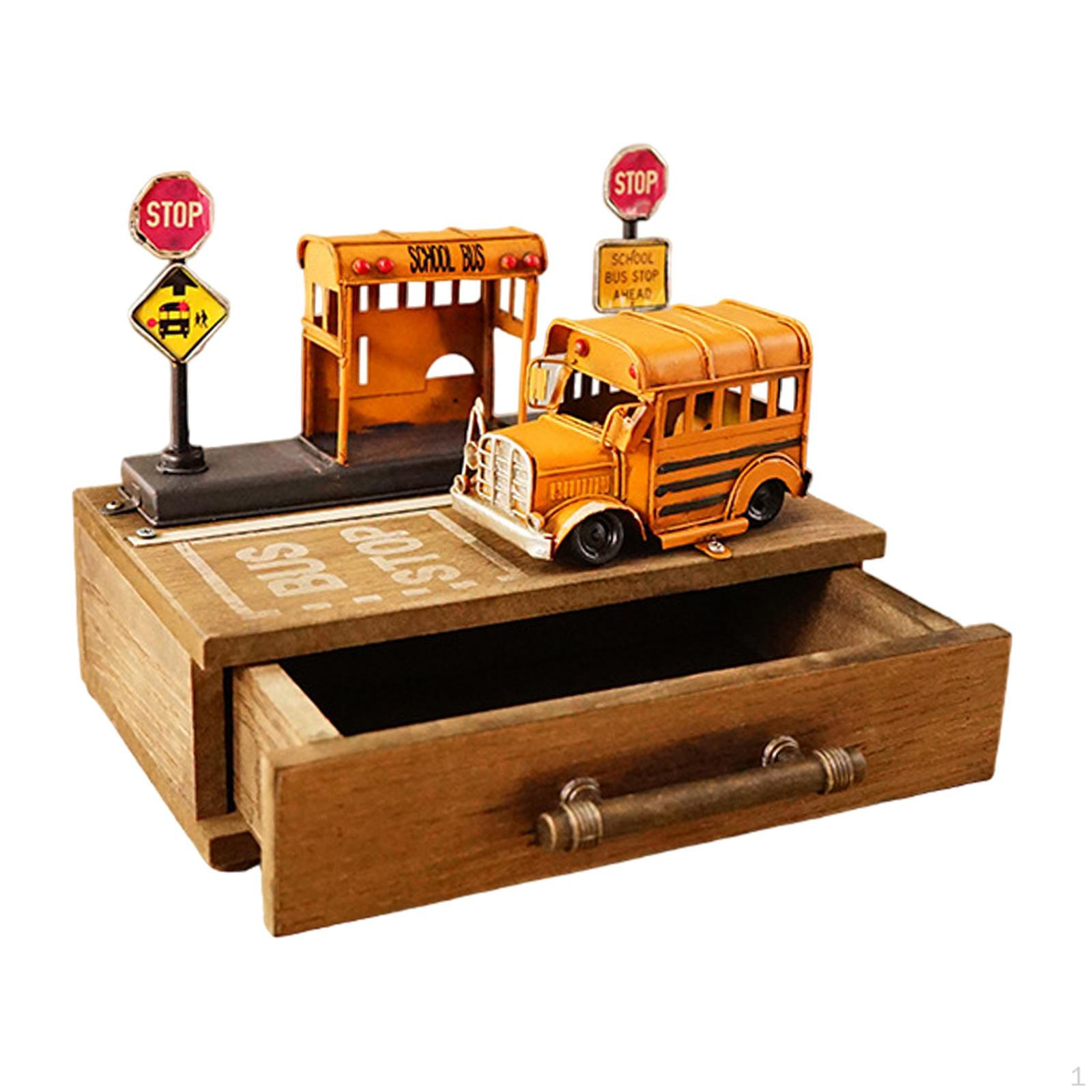 

Ящик для хранения туалетного столика, органайзер для косметики, деревянный ящик для стола в фермерском доме School Bus