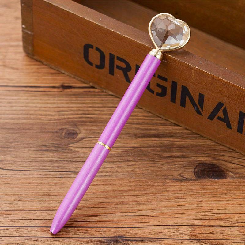 1pc Kawaii Crystal Ballpoint Pen Fashion Heart Shape Large Diamond Metal Pen