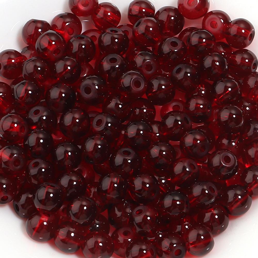 

50-60 шт./лот 6 8 мм Круглые стеклянные бусины Разноцветные рассыпные бусины-разделители Для изготовления ювелирных изделий Браслет DIY Ожерелье Серьги Аксессуары 6mm 50pcs вино красного