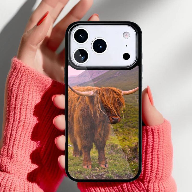 Cute Highland Cow Phone Case for iPhone 17 16 15 14 13 Pro Max Back Cover for 12 11 Pro Coque