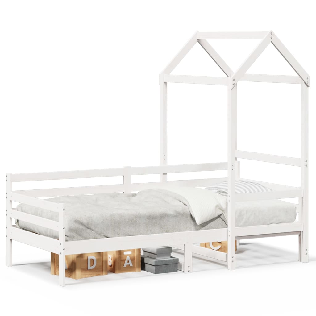 Daybed with Canopy White 80x200 Cm Solid Pine Wood