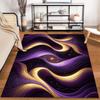 Modern Abstract Black Purple Gold Swirl Pattern Carpet for Living Room Suitable for use as an anti-slip for living room bedroom sofas