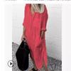 2025 Summer-Autumn Elegant Solid Color Rivet Button Long Shirt Dress