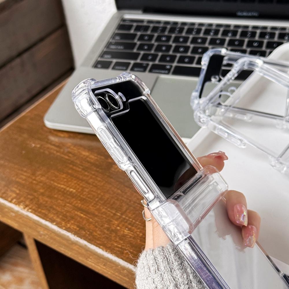Spiegel Transparent für Hülle für Samsung Galaxy Z Flip 6 4 3 7 Acryl Airbag Stoßstange Stoßfest Transparent Hülle