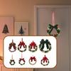 Holiday Scene Christmas Wreath Metal Artificial Bells Bowknot Hanging Decoration for Window Front Door Kitchen Home Wall
