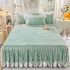 Lace Bed Skirt Thickened Quilted Coral Fleece Bedspread Mattress Protective Cover Autumn and Winter Bedding