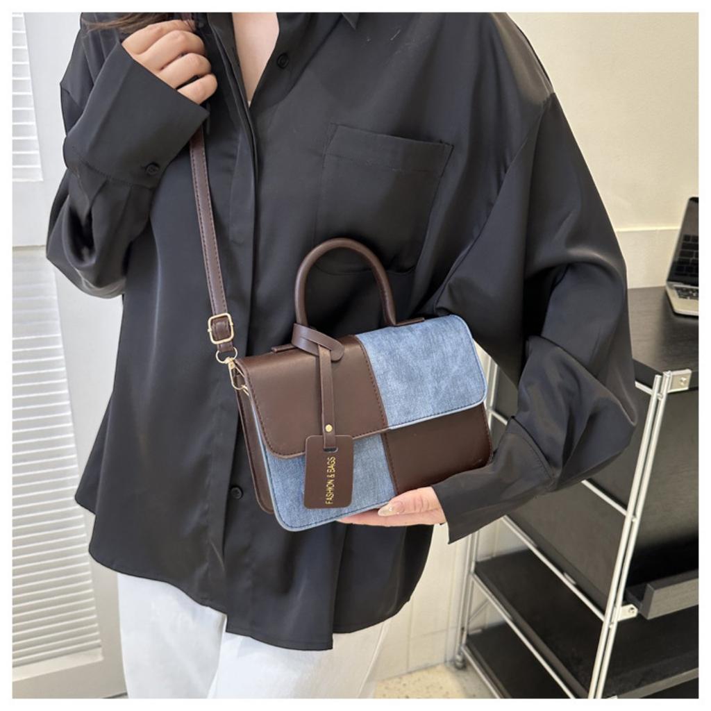 Small Square Bag with Niche Design Splicing and Contrasting Colors, Women's Daily Wear with Crossbody Bags and Fashionable Single Shoulder Bags