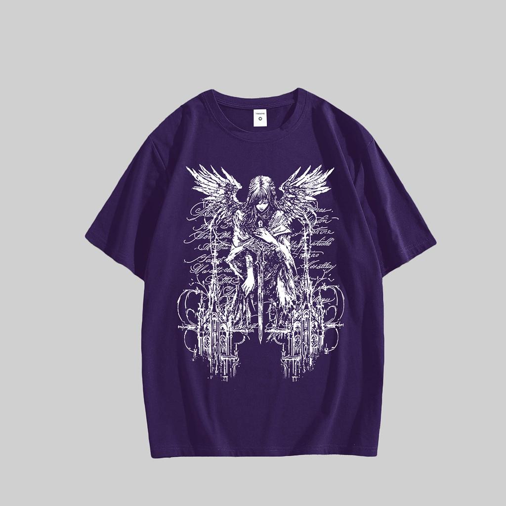 Men's Graphic Oversized Short Sleeve Tee Shirt Y2K Vintage Streetwear Gothic T-Shirts Summer