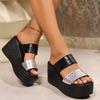 Mix Color Chunky Platform Sandals Women Summer 2026 Thick Bottom Wedge Heel Sandals for Woman Non Slip Outdoor Beach Slippers