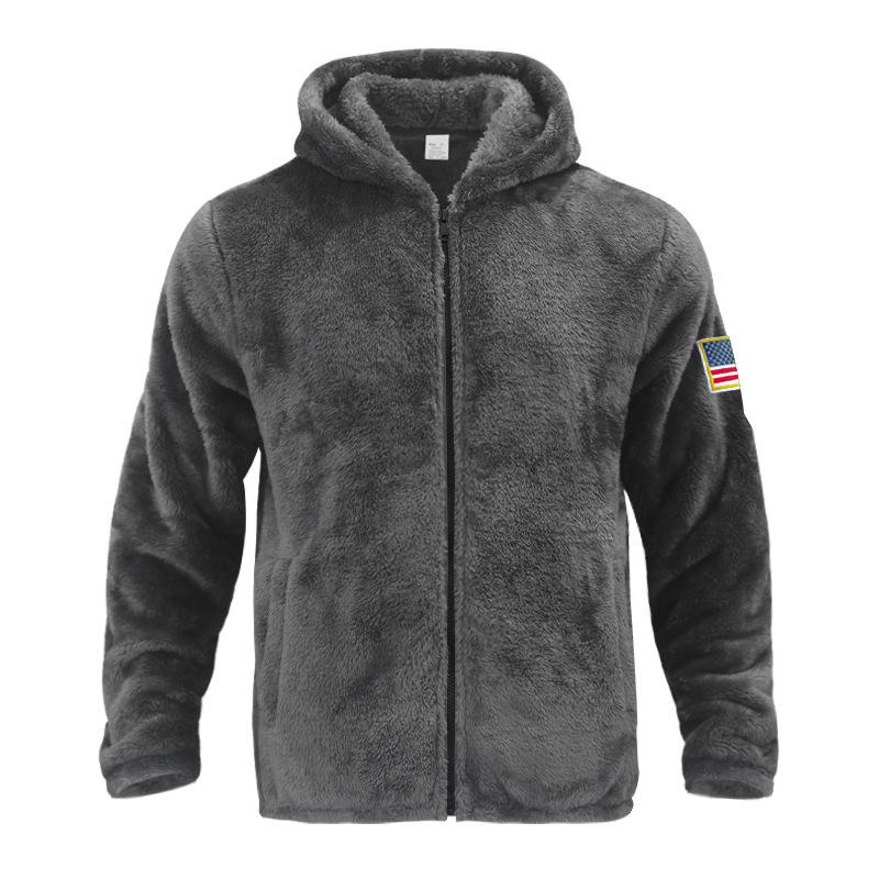 Men's 2023 Double-Sided Fleece Hooded Flag Logo Jacket