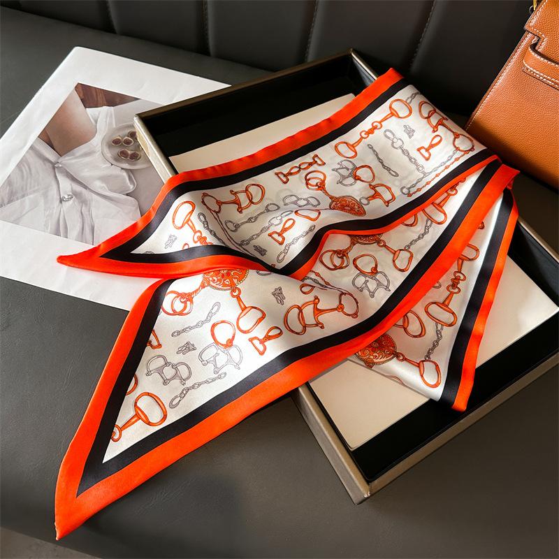Korean Style Printed Polka Dot Double-Layer Scarf Decorative Silk Scarf for Commuting Spring/Summer Angled Hair Binding Scarf Neck Scarf Versatile