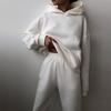 2026 Womens Solid Color Hooded Sweatshirt Jogger Pants Set Casual Two-Piece Outfit Collection
