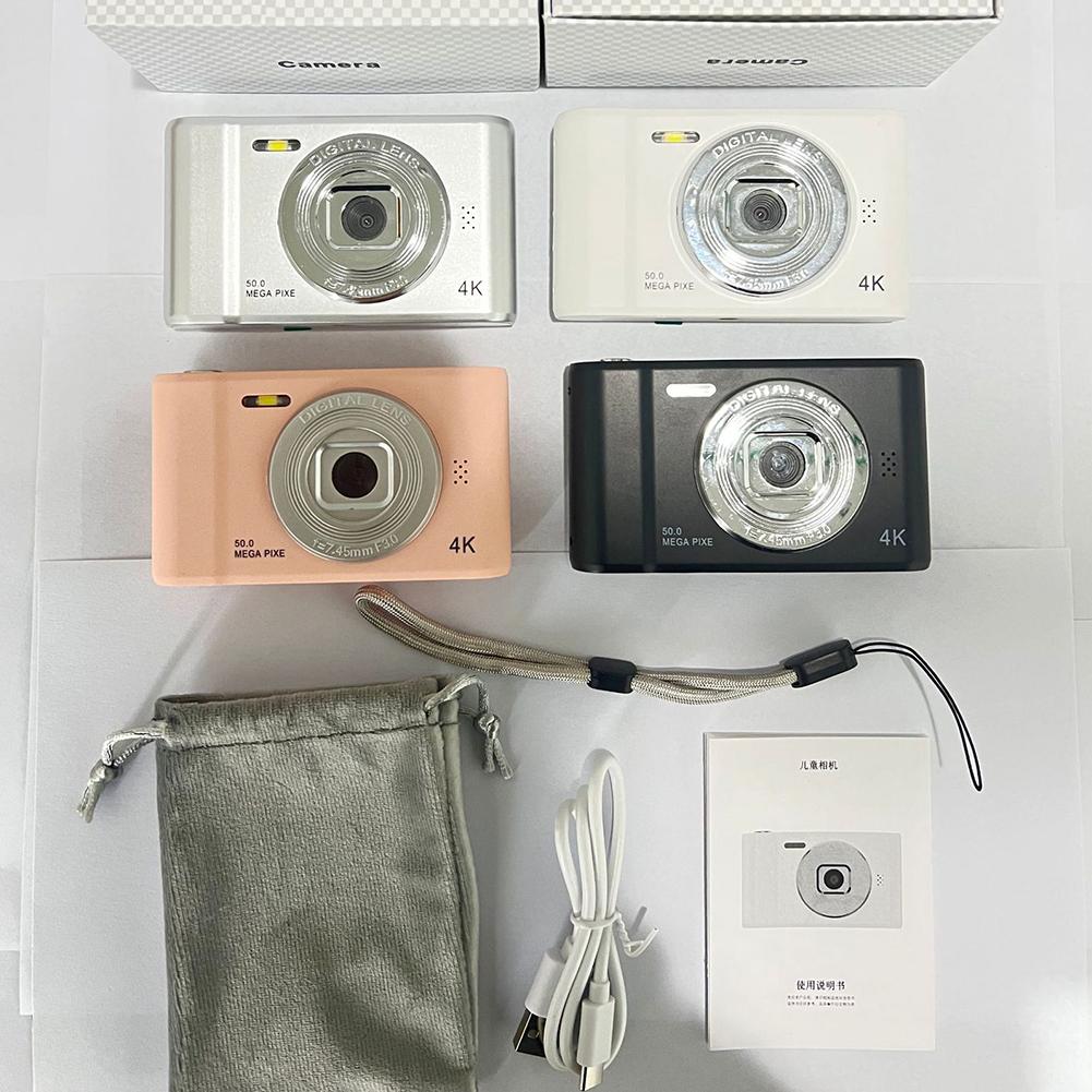 4K HD Photography Travel Selfie Camera with Flashlight Campus Selfie Mini Retro Camera Front Rear Cam Photography Camcorder