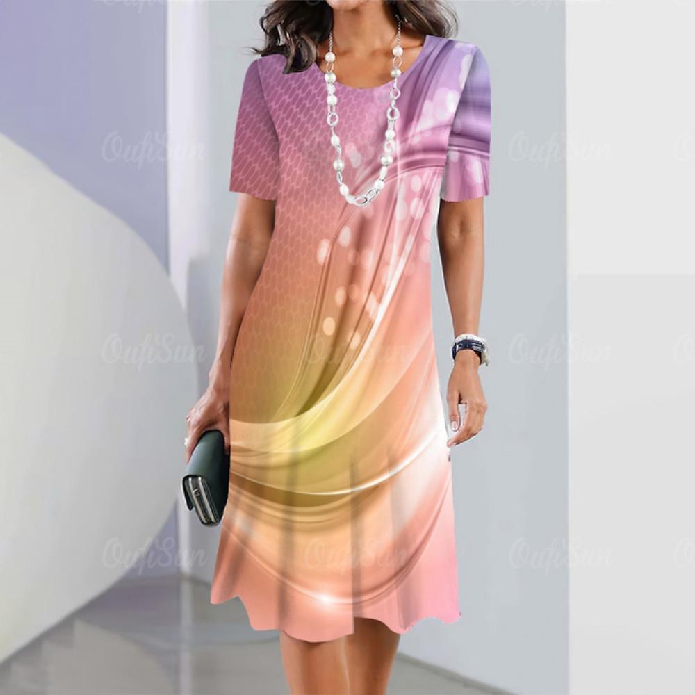 2025 rochie midi nouă elegantă și frumoasă cu imprimeu în dungi femei mărime plus o piesă rochii de vară