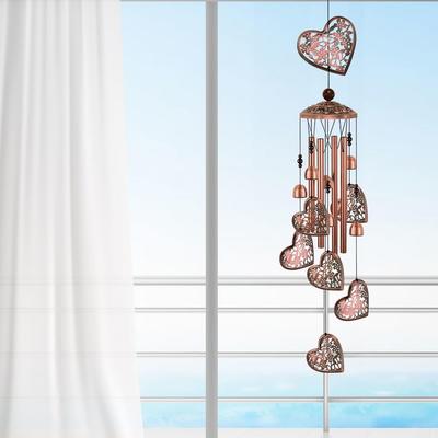 Outdoor Hearts Wind Chimes: Portable, for Sympathy/memorial (Mom), Housewarming. Blessing Decor for Outside/indoor, Home, Porch, Yard, Garden.