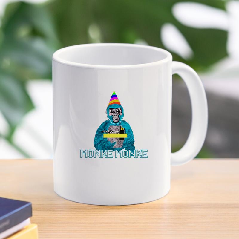 Gorilla Tag Monke Cartoon Mug Monkey Breakfast Milk Cup Drink Tableware Ceramic Coffee Cup Gift Dessert Kawaii Drinkware Kitchen 11oz