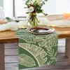 Spring Summer Tropical Plant Table Runner, Green Palm Leaves Monstera Kitchen Dining Table Decoration, Seasonal Botanical Burlap Indoor Outdoor Home