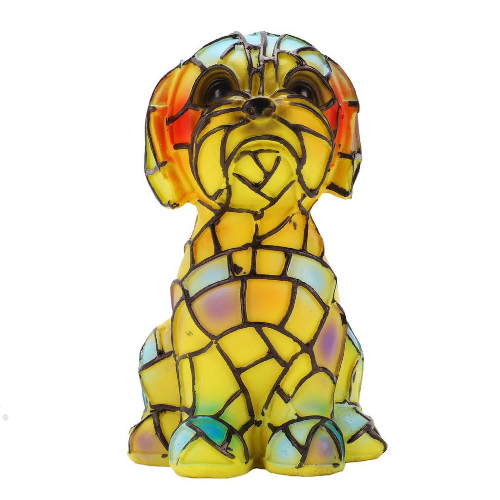 Small Dog Lamp Retro Stained Resin Tabletop Night Light 3D Cute Puppy LED Table Lamp Home Decor